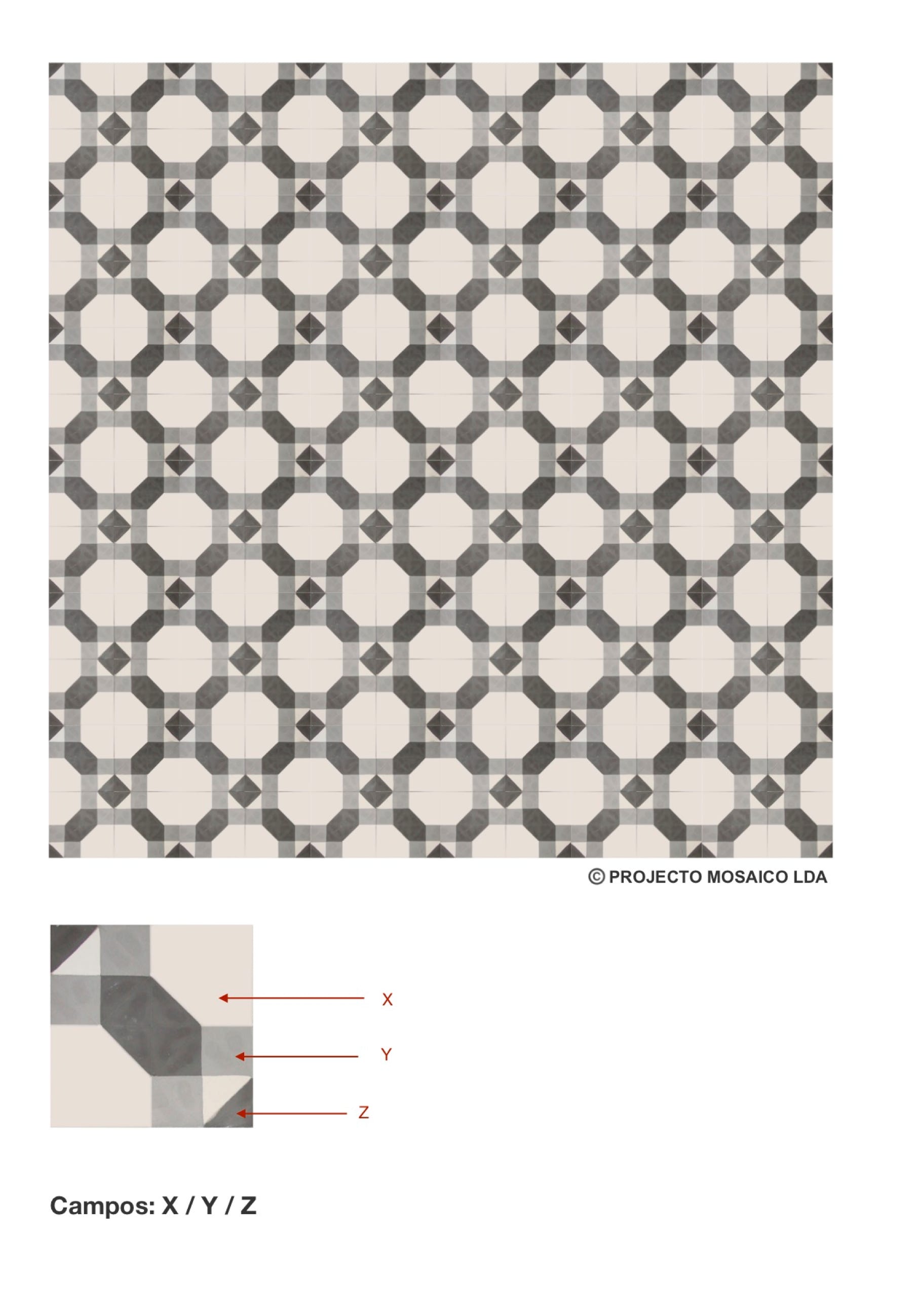illustração de aplicação do mosaico hidráulico ref: Campos