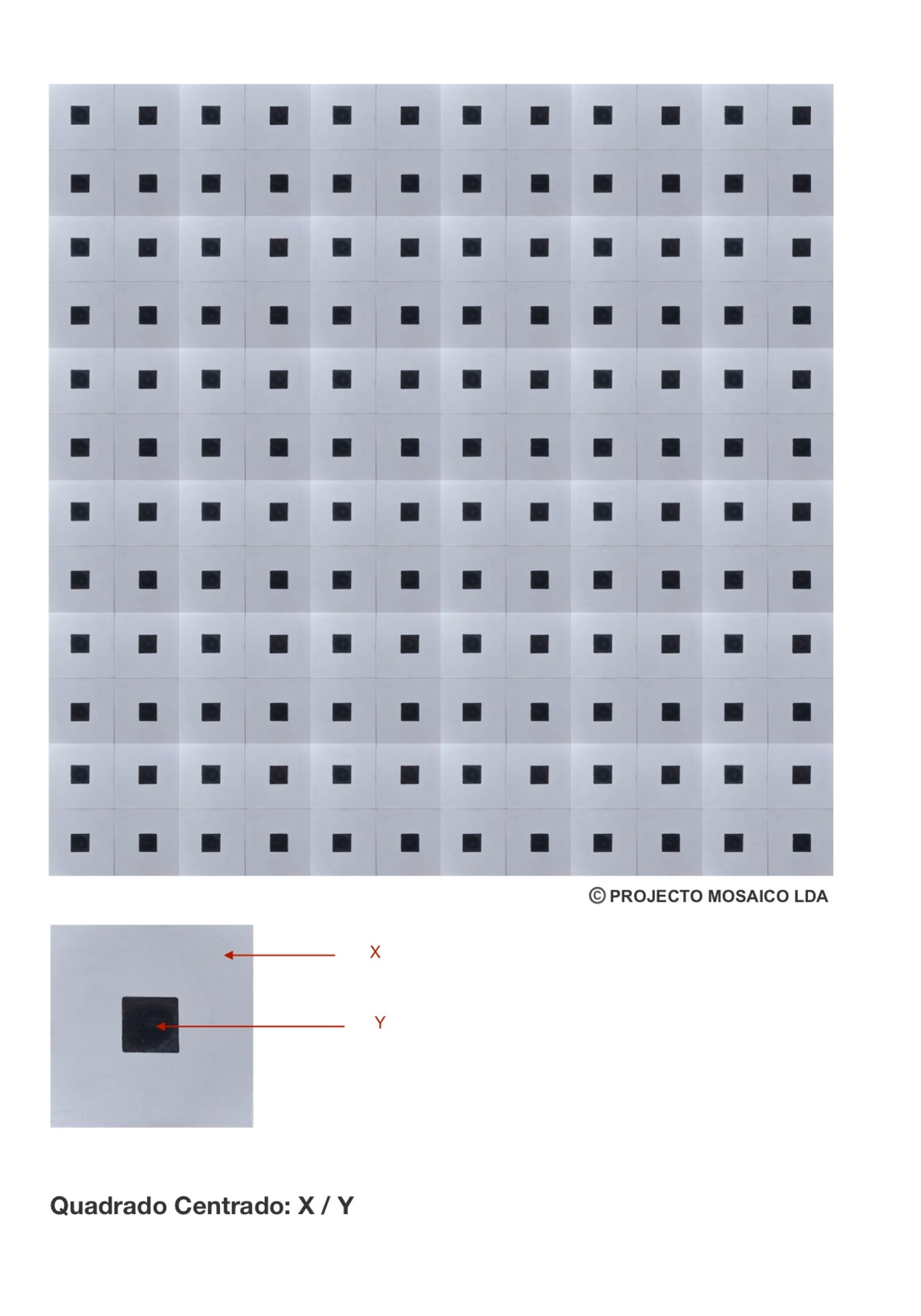 illustração de aplicação do mosaico hidráulico ref: Quadrado Centrado