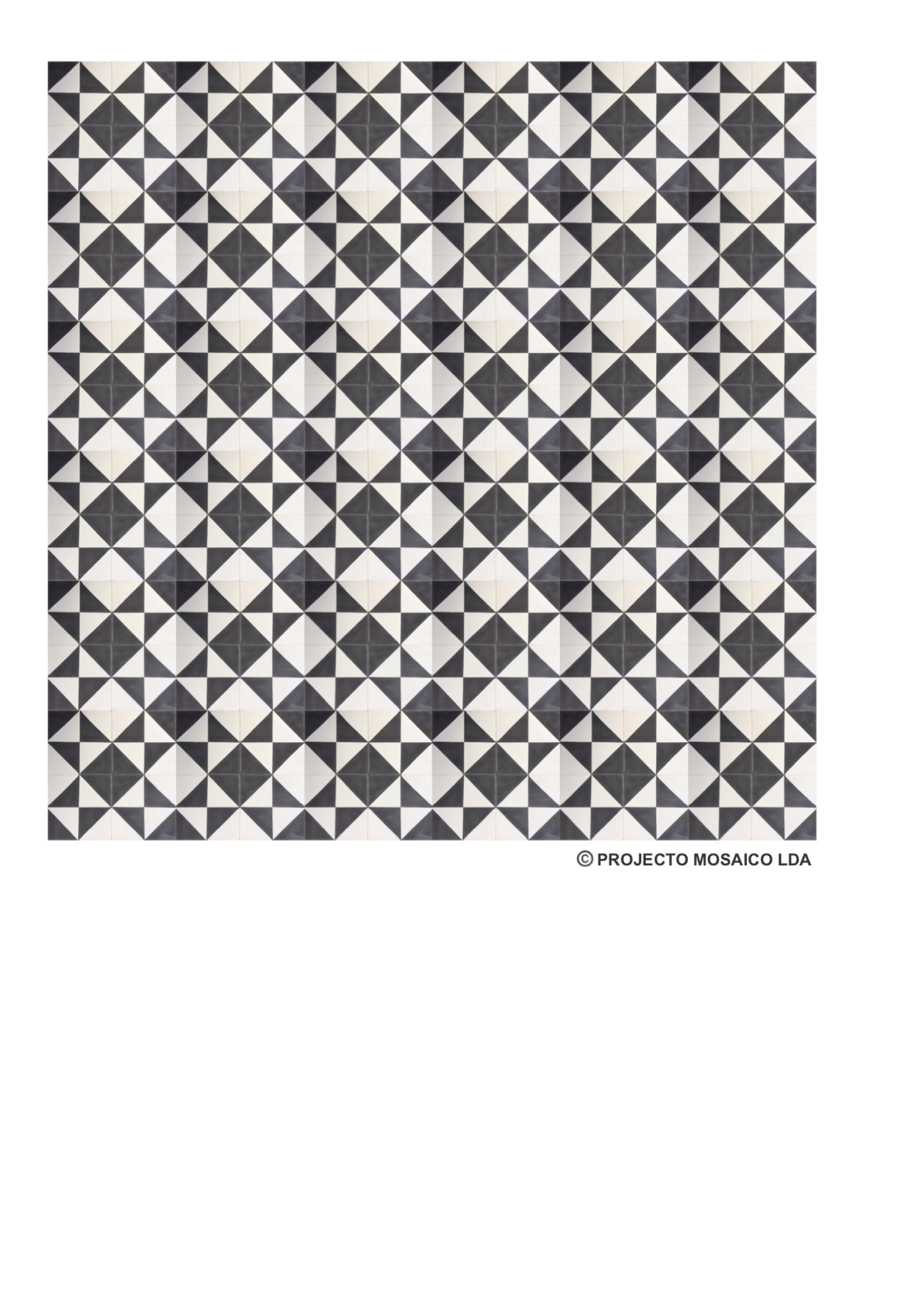 illustração de aplicação do mosaico hidráulico ref: Meia Esquadria P