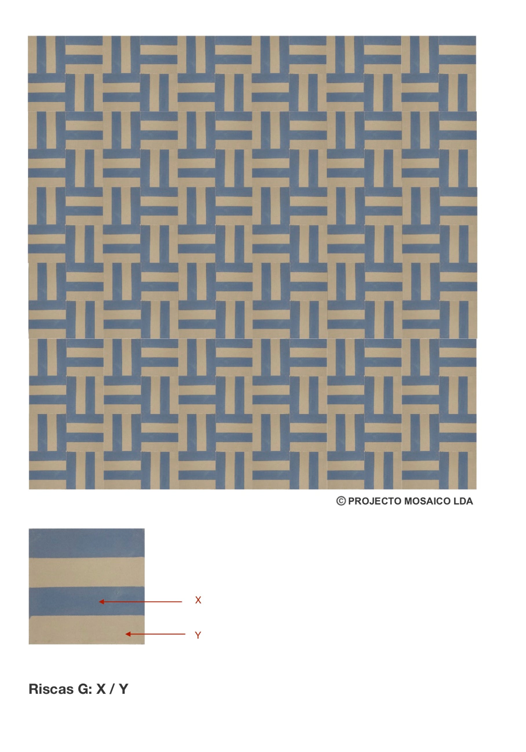 illustração de aplicação do mosaico hidráulico ref: Riscas G