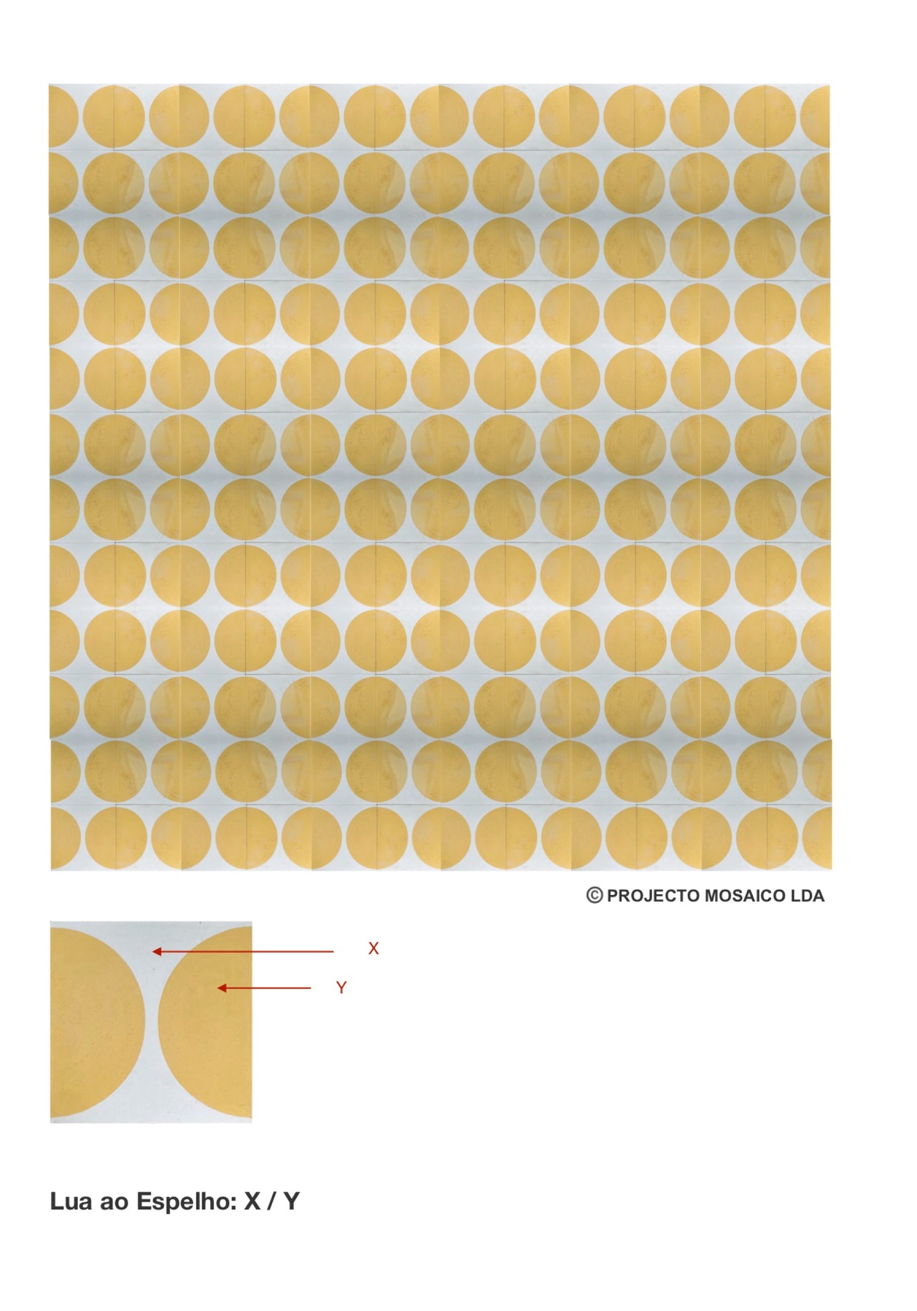 illustração de aplicação do mosaico hidráulico ref: Lua ao Espelho