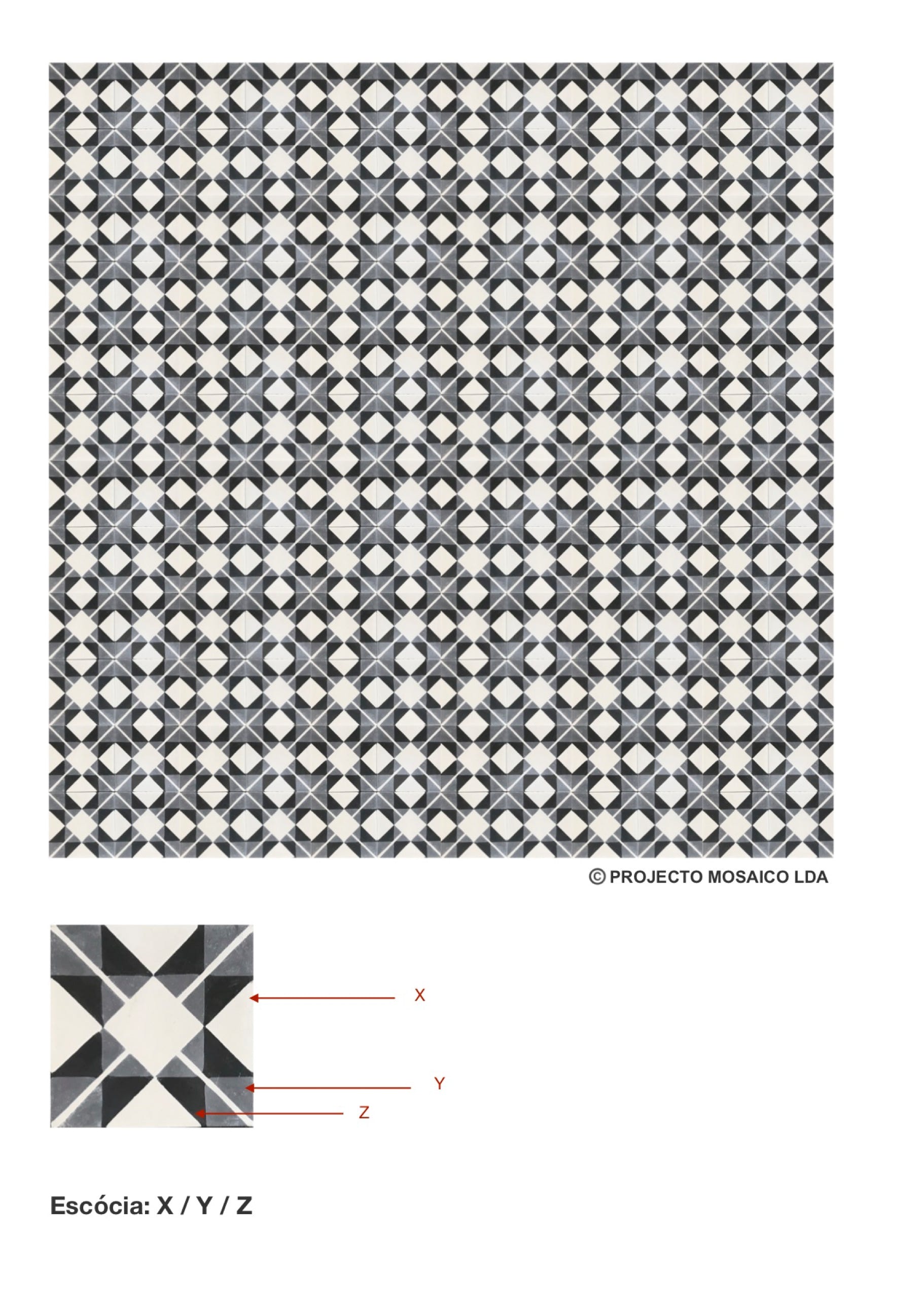 illustração de aplicação do mosaico hidráulico ref: Escócia