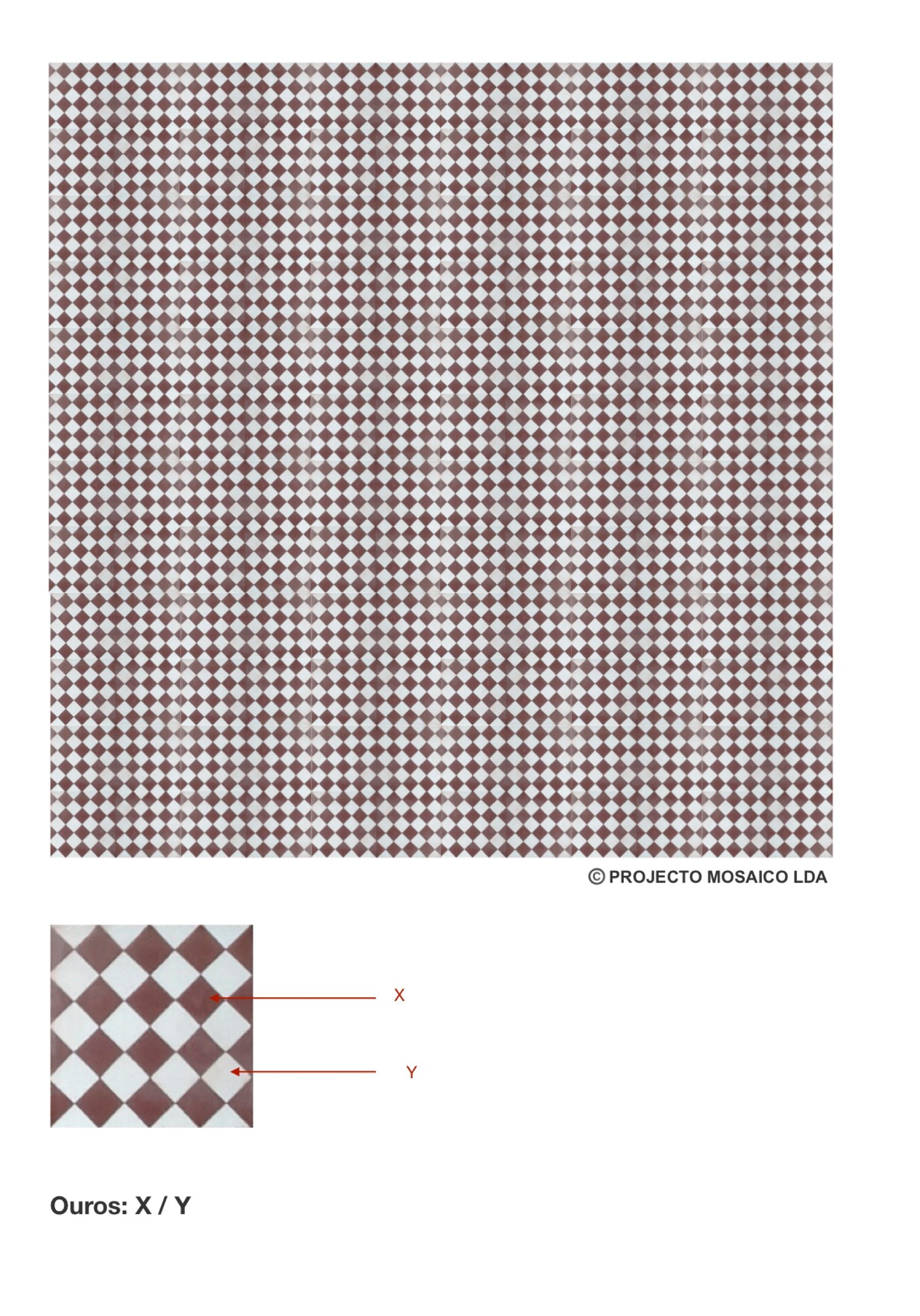 illustração de aplicação do mosaico hidráulico ref: Ouros
